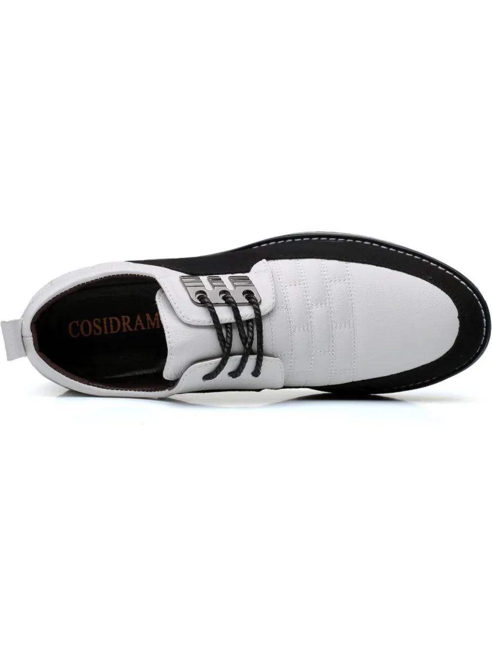 Men's Black & White Grid Textured Two-tone Flexible Derby Oxfords Dress Sneakers